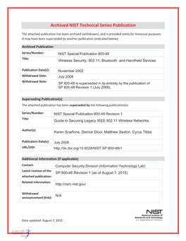 Wireless Network Security: 802.11, Bluetooth and Handheld Devices