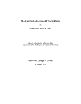 The Eucharistic Sermons of Ronald Knox