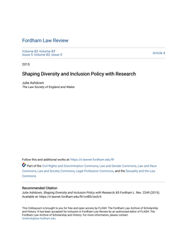 Shaping Diversity and Inclusion Policy with Research