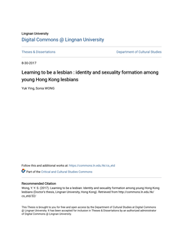 Identity and Sexuality Formation Among Young Hong Kong Lesbians