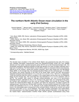 The Northern North Atlantic Ocean Mean Circulation in the Early 21St Century