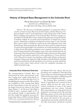 History of Striped Bass Management in the Colorado River