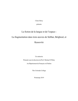 La Fiction De La Langue Et De L'espace : La Fragmentation