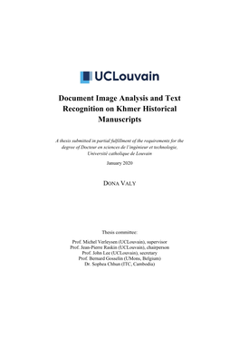Document Image Analysis and Text Recognition on Khmer Historical Manuscripts