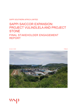 Sappi Saiccor Expansion: Project Vulindlela and Project Stone Final Stakeholder Engagement Report