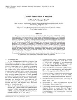 Colon Classification: a Requiem