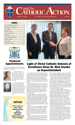 CATHOLIC ACTION Volume 71, Number 6 the Catholic Voice for the Diocese of Bismarck June 2012