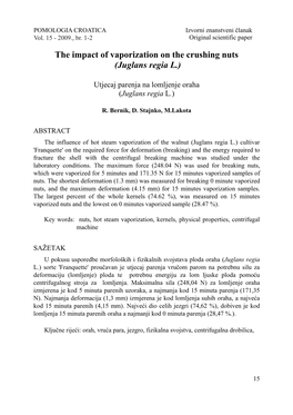 The Impact of Vaporization on the Crushing Nuts (Juglans Regia L.) the Impact of Vaporization on the Crushing Nuts (Juglans Regia L.)