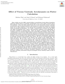 Effect of Viscous Unsteady Aerodynamics on Flutter Calculation