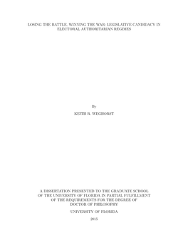 Losing the Battle, Winning the War: Legislative Candidacy in Electoral Authoritarian Regimes