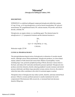 Nitrostat (Nitroglycerin Sublingual Tablets, USP)