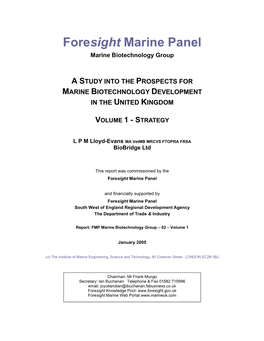 Foresight Marine Panel Marine Biotechnology Group