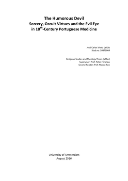 The Humorous Devil Sorcery, Occult Virtues and the Evil Eye in 18Th-Century Portuguese Medicine