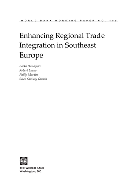 Enhancing Regional Trade Integration in Southeast Europe