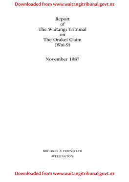 Report of the Waitangi Tribunal on the Orakei Claim (Wai-9)