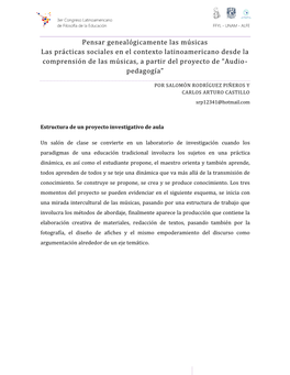 Pensar Genealógicamente Las Músicas Las Prácticas Sociales En