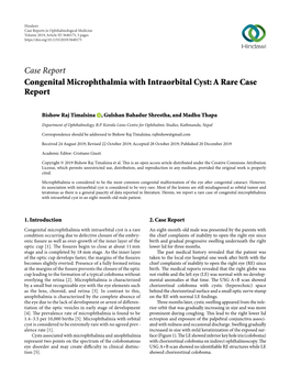 Congenital Microphthalmia with Intraorbital Cyst: a Rare Case Report