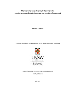 Thermal Tolerance of Coral Photosymbionts: Genetic Factors and Strategies to Pursue Genetic Enhancement