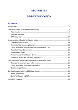 Section 11.1 De-Ba'athification