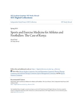 Sports and Exercise Medicine for Athletes and Footballers: the Case of Kenya