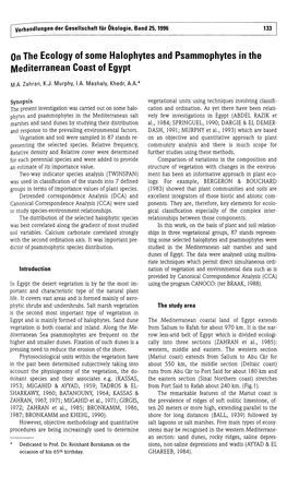 On the Ecology of Some Halophytes and Psammophytes in the Mediterranean Coast of Egypt