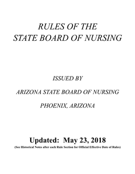 Rules of the State Board of Nursing