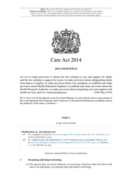 Care Act 2014