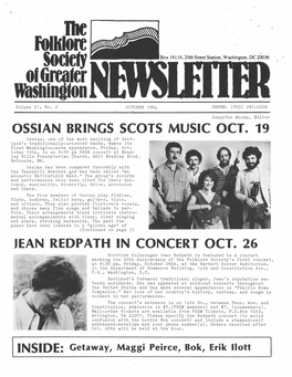 Ossian Brings Scots Music Oct. 19 Jean Redpath in Concert