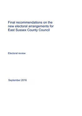 Final Recommendations on the New Electoral Arrangements for East Sussex County Council