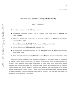 Arxiv:1601.04996V7 [Gr-Qc] 26 Dec 2017 O Sflcmet,Crflraigadcretost the 15-01-99504