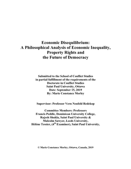Economic Disequilibrium: a Philosophical Analysis of Economic Inequality, Property Rights and the Future of Democracy