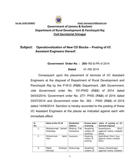 Government of Jammu & Kashmir Department of Rural Development