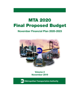 MTA 2020 Final Proposed Budget November Financial Plan 2020-2023