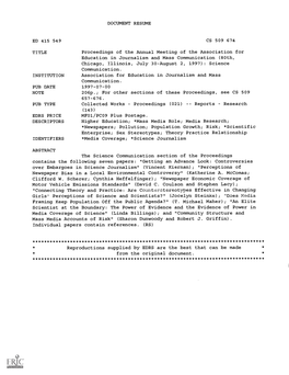 DOCUMENT RESUME Proceedings of the Annual Meeting of The