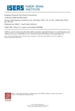 Peopling Thailand's 2015 Draft Constitution Author(S): DUNCAN Mccargo Source: Contemporary Southeast Asia , December 2015, Vol