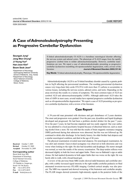 A Case of Adrenoleukodystrophy Presenting As Progressive Cerebellar Dysfunction