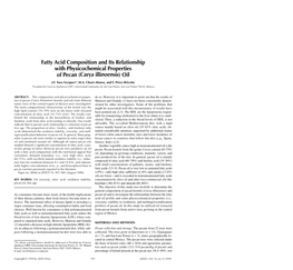 Fatty Acid Composition and Its Relationship with Physicochemical Properties of Pecan (Carya Illinoensis) Oil J.F