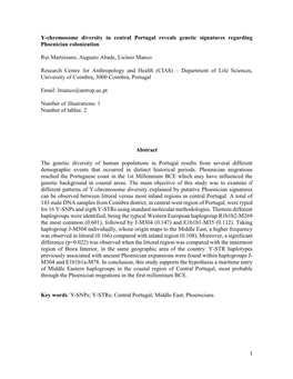 Searching for Phoenician Genetic Signatures on the Western Coast Of