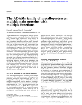 The Adams Family of Metalloproteases: Multidomain Proteins with Multiple Functions
