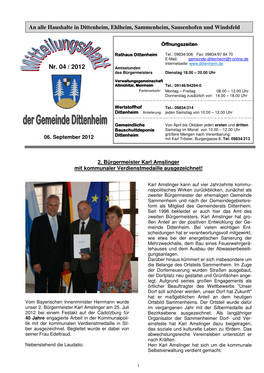 Mitteilungsblatt Dittenheim Nr. 04/2012