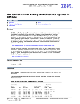 IBM Servicepacs Offer Warranty and Maintenance Upgrades for IBM Retail