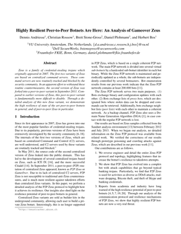 Highly Resilient Peer-To-Peer Botnets Are Here: an Analysis of Gameover Zeus