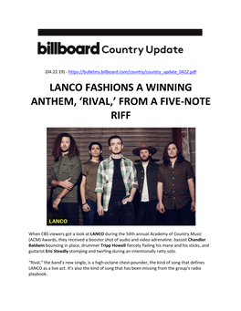 Lanco Fashions a Winning Anthem, ‘Rival,’ from a Five-Note