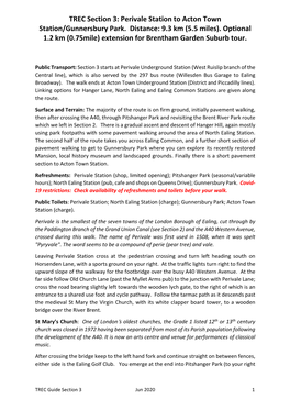 TREC Section 3: Perivale Station to Acton Town Station/Gunnersbury Park