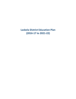 Lasbela District Education Plan (2016-17 to 2021-22)