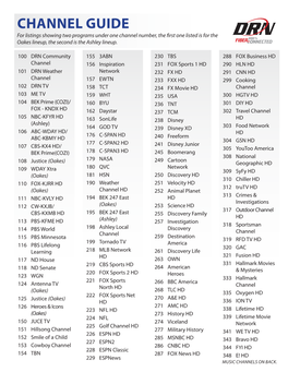 CHANNEL GUIDE for Listings Showing Two Programs Under One Channel Number, the First One Listed Is for the Oakes Lineup, the Second Is the Ashley Lineup