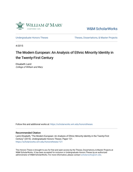 The Modern European: an Analysis of Ethnic Minority Identity in the Twenty-First Century