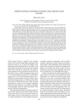 North Central Victorian Climate: Past, Present and Future