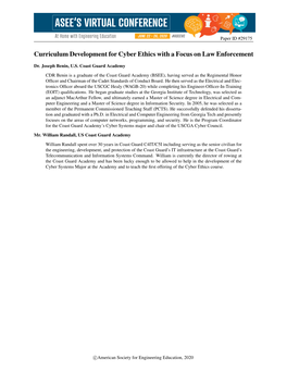 Curriculum Development for Cyber Ethics with a Focus on Law Enforcement