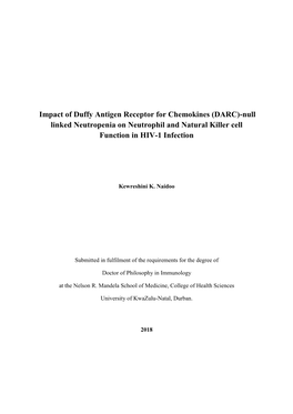 Impact of Duffy Antigen Receptor for Chemokines (DARC)-Null Linked Neutropenia on Neutrophil and Natural Killer Cell Function in HIV-1 Infection